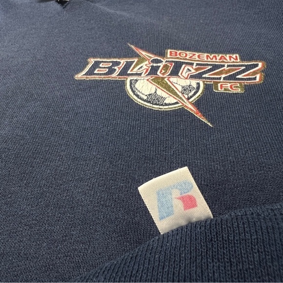 bozeman blitzz fc hoodie vintage 90s russell faded pullover fleece faded navy - Picture 8 of 12